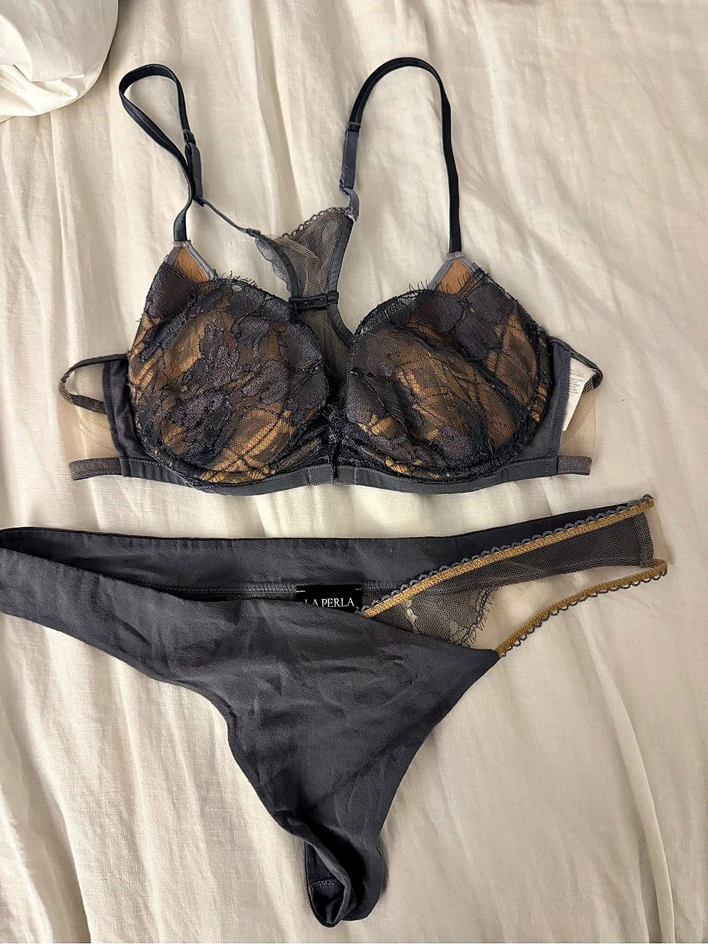 La Perla Floral Lace Bra & Thong Set Size 34